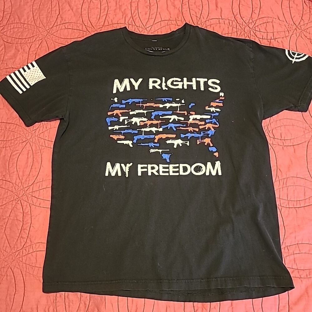 Grunt Style Shirt Mens Large Black My Rights My Freedom T-shirt Tee